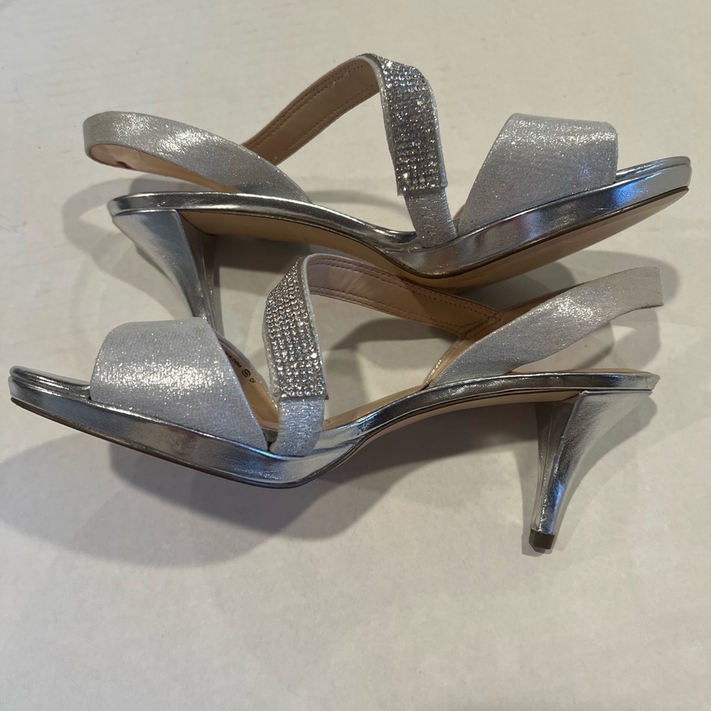 Naya Touch of Nina Woman’s Silver Heels Rhinestone/Crystal Embellished Strap - Picture 3 of 13